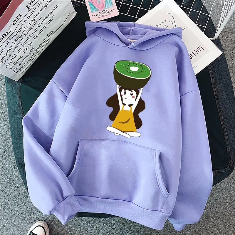 

Teens Girls Funny Kiwi Cartoon Oversized Hoodies Women Sweatshirts Harajuku Hooded Tops Long Sleeve Autumn Women's Clothing