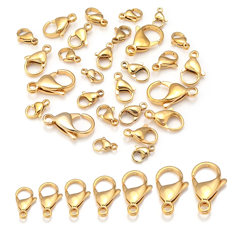 

30pcs/Lot Gold Plated Stainless Steel Lobster Clasp Claw Clasps For Bracelet Necklace Chain DIY Jewelry Making Findings Supplies