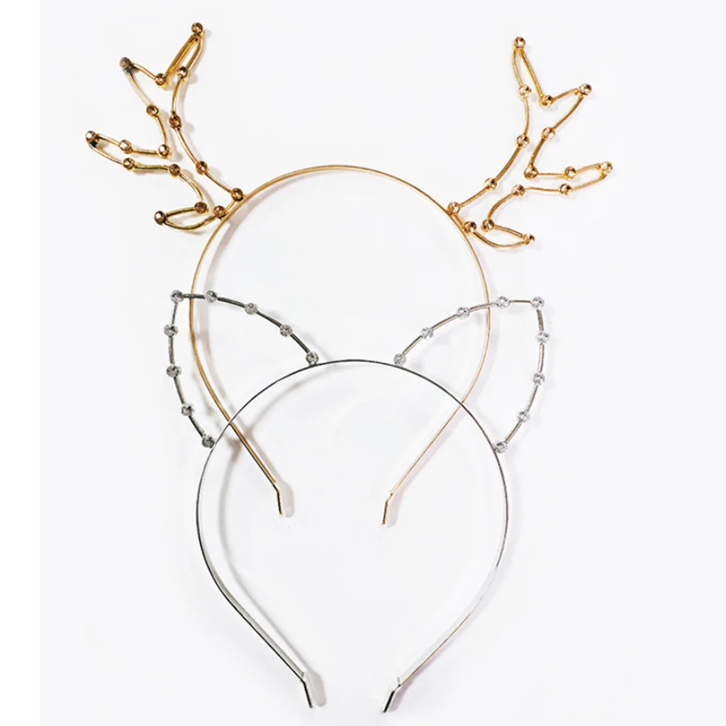 Повязка на голову с хрустальными кошачьими ушками повязка для волос оленями