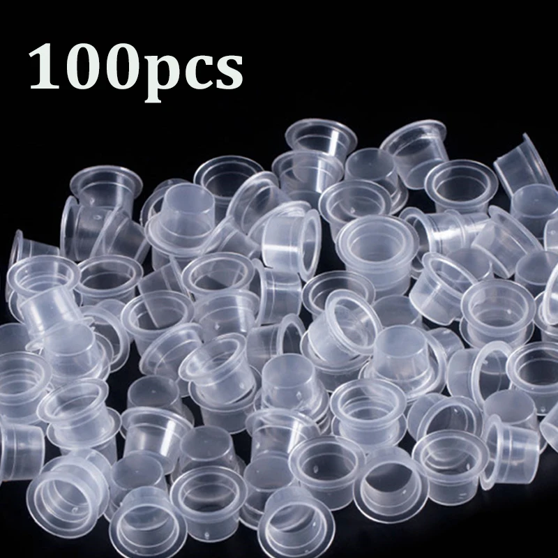 

100pcs/bag Disposable Plastic Microblading Tattoo Ink Cup Permanent Makeup Tattoo Pigment Holder Container Cap Tattoo Accesories