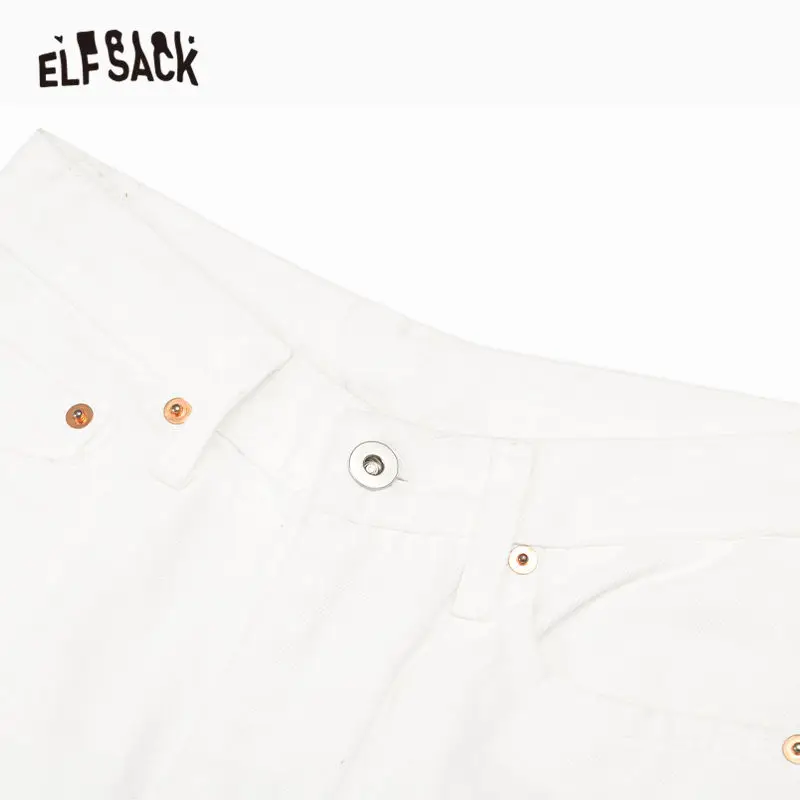 ELFSACK модные корейские джинсы со съемным перьевым подолом женские джинсовые штаны