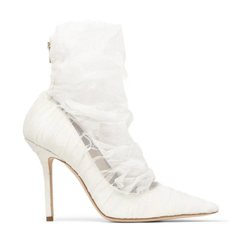 

New woman Fashion white Lace Dress shoes female heels pointed-toe women's pumps high heel Stiletto