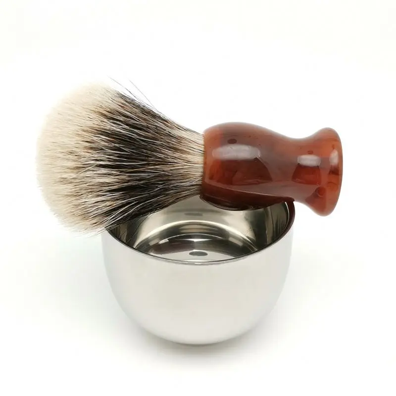 TEYO Two Band Silvertip Finest Badger Hair Shaving Brush and Shaving Cup Set Perfect for Man Wet Shave Cream Double Edge Razor