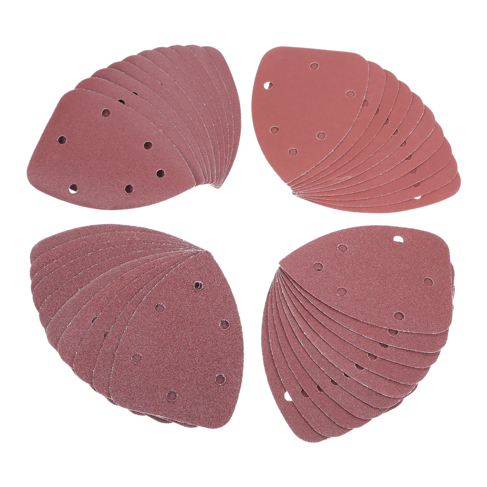 

DRELD 40PC 140*98mm 6 Hole Sanding Sheets Triangle Sandpaper Hook Loop Grits 60/80/120/240 Sanding Disc For Grinding Polishing