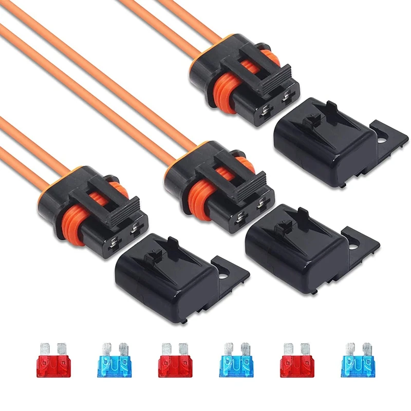 

WFH12-3 3-Pack Waterproof ATC/ATO Inline 12 AWG Fuse Holder With 3 15A And 3 20A Fuses