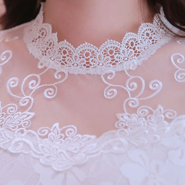 Ретро Blusas Mujer Этнические женские высококачественные Кружевные блузы-водолазки с