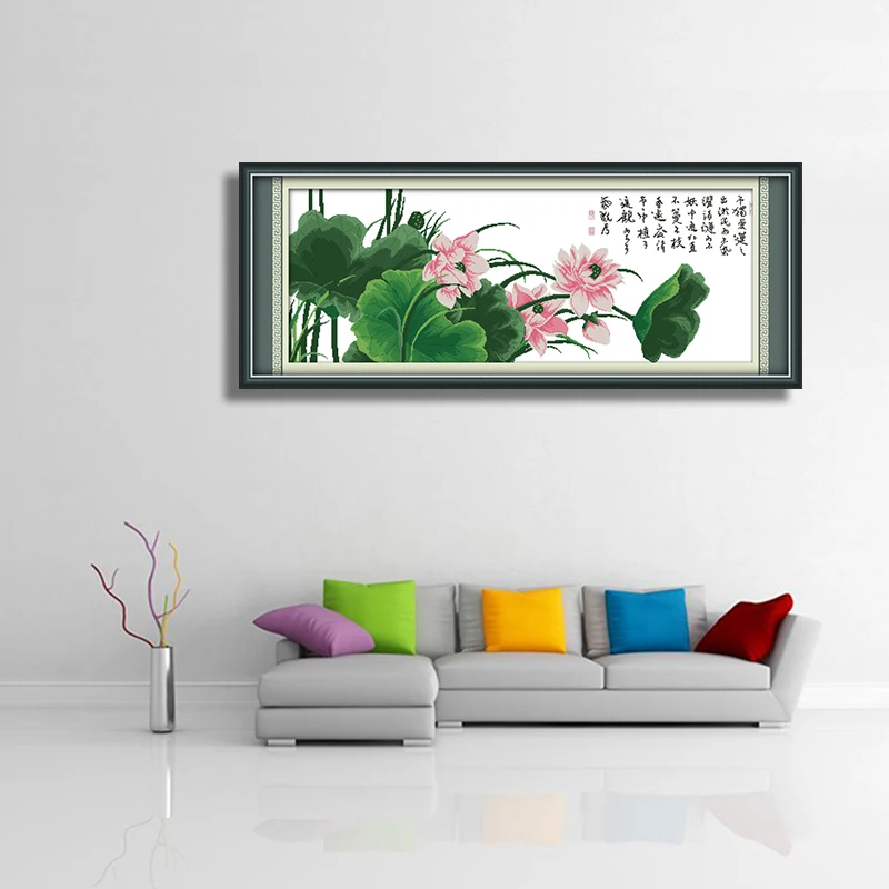 Картина для вышивки крестиком GG Pretty Lotus Набор с цветами Joy Sunday 11CT14CT Китайская