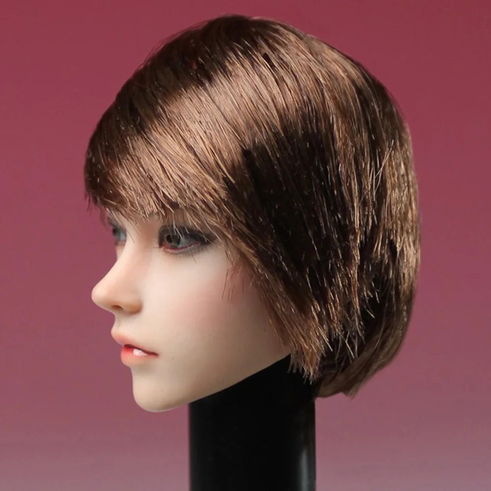 1/6 азиатский золотистый красный черный волос женская модель головы 12-дюймовый