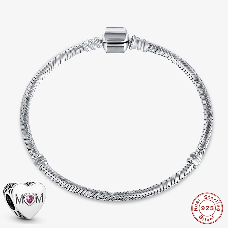 

MC 1 Set S925 Silver Authentic Cute Charms Bead For Mom Beads Fit Pandora Bracelet Jewelry Gift Making For Mother's Day Berloque