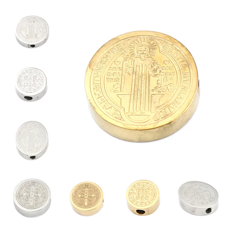 

8mm/12mm/10mm/15mm 304 Stainless Steel Gold Color Beads Cross Religion Charm Spacer Beads DIY Bracelets Jewelry,2PCs