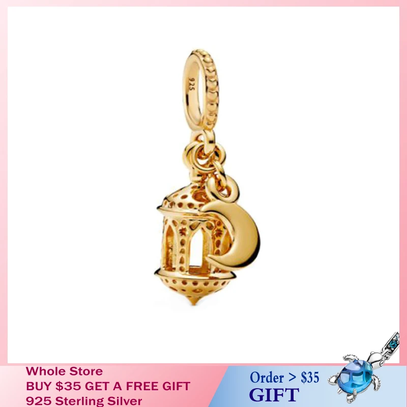 

DIY Jewelry Women Lady Gold charm 925 Sterling Silver Beads Arabian Lantern Dangle Charms fit Original Pandora Bracelets