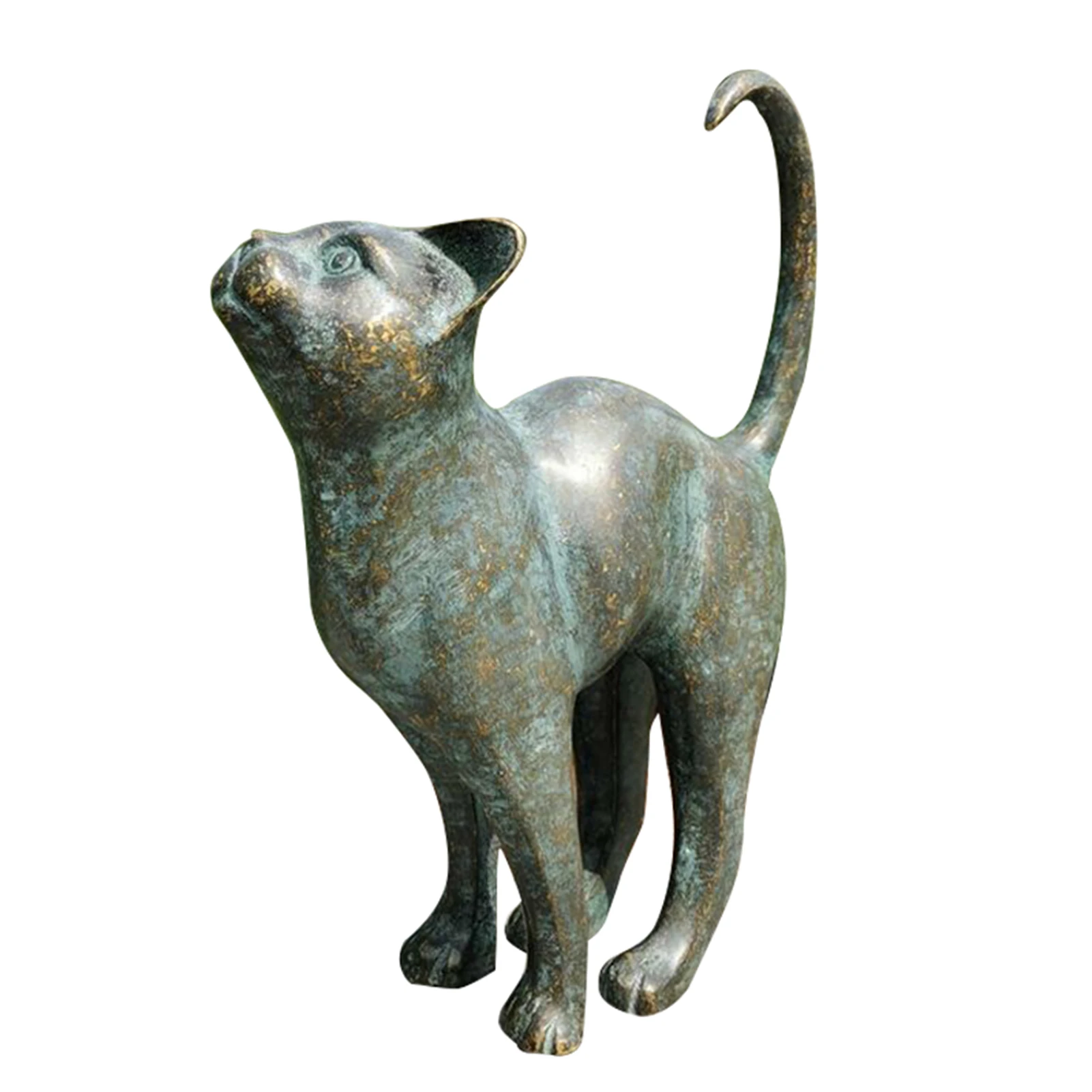 

Beautiful Cat Statue With Rounded Back Garden Decor Resin Outdoor Lawn Yard Sculpture Hug