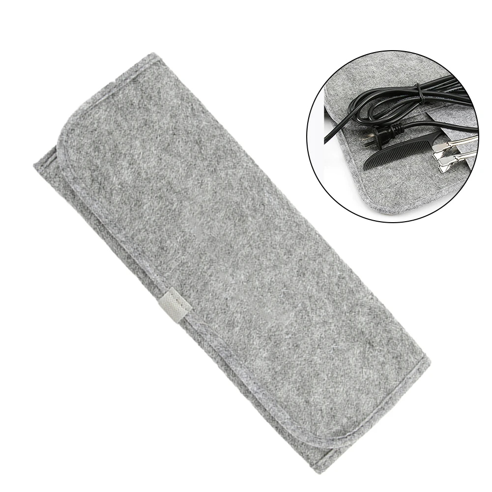 

Felt Case Hair Straighteners Storage Bag Travel Pouch Folding Heat Proof Insulation Grey for Hair Curling Wand