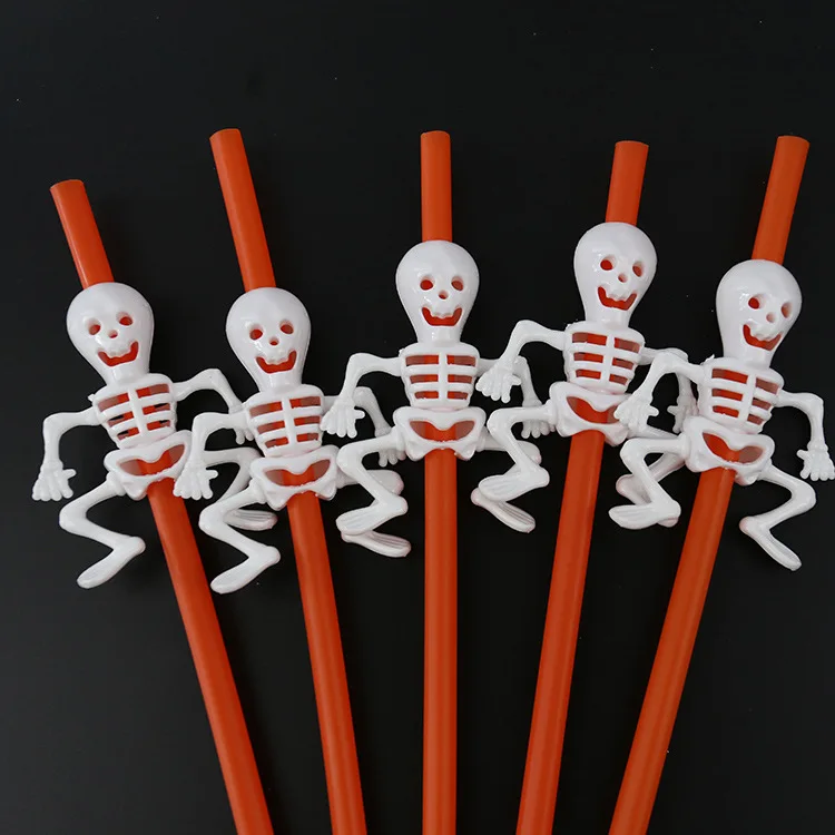 

Halloween Plastic Straws Pumpkin Ghost Straw Hallowmas Party Home Bar Festive Event Decoration Supplies Party Favor