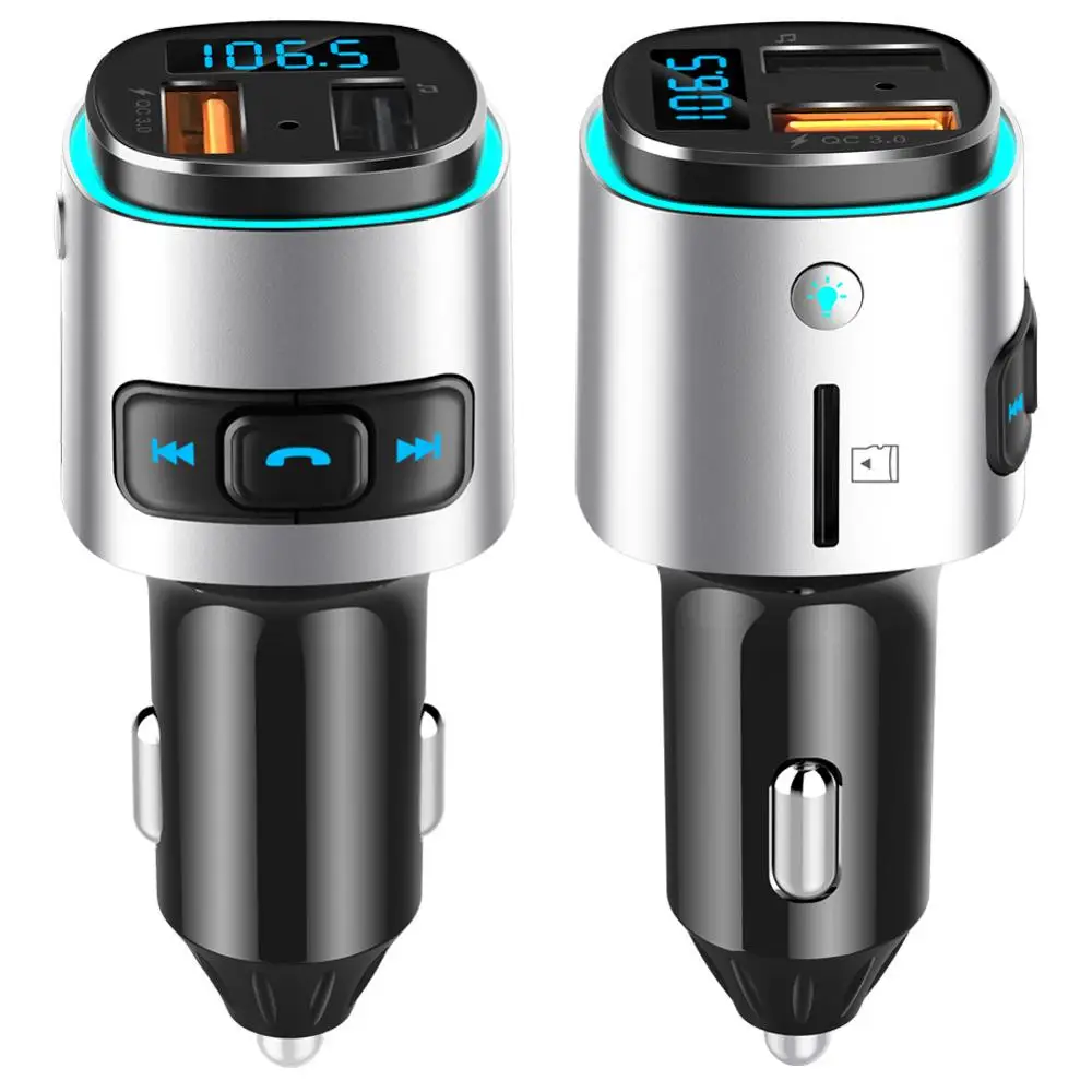 FM трансмиттер автомобильный Bluetooth быстрое зарядное устройство QC 3 0 2