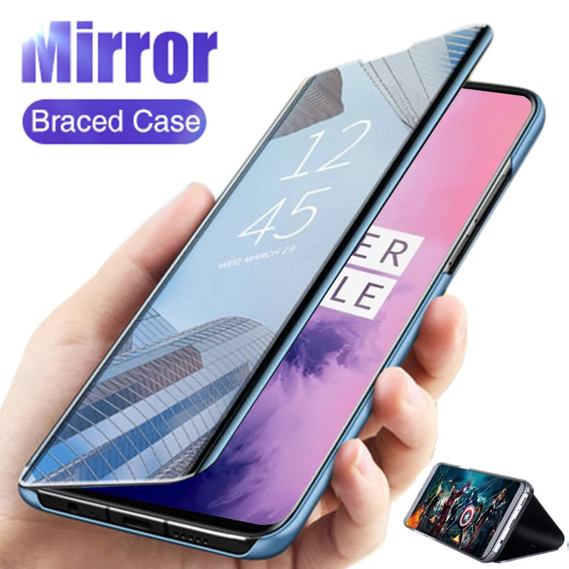 Умный зеркальный флип-чехол для телефона One Plus 7 Pro кожаный держатель 7T 6T 5T 6