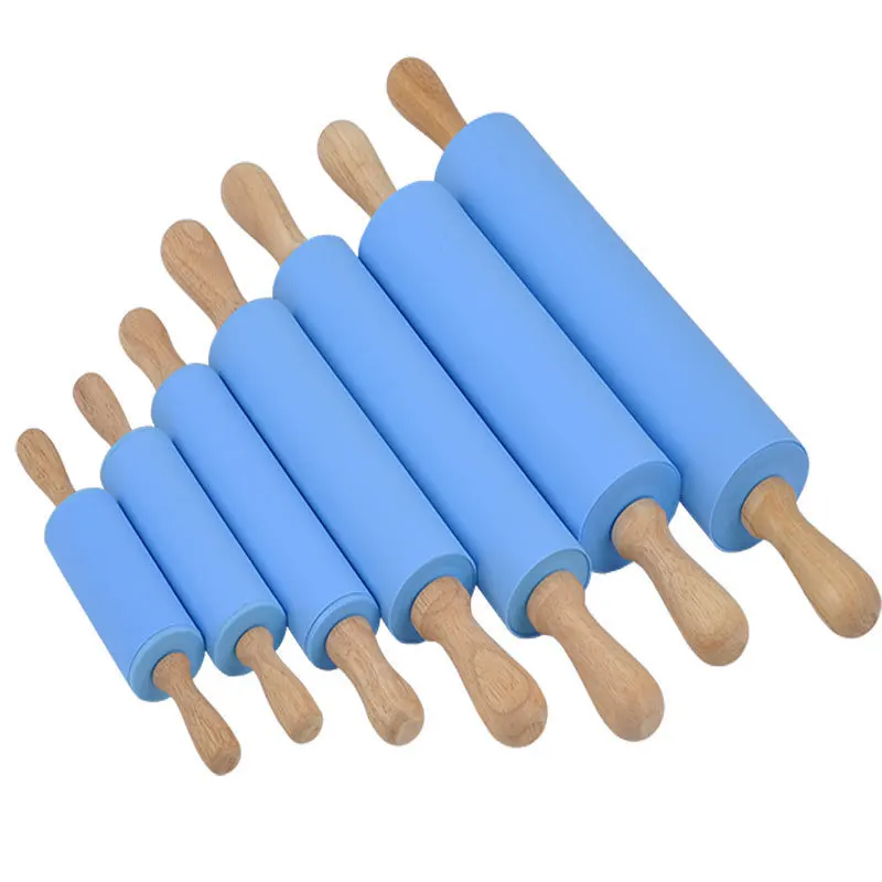 Деревянная Скалка 38 см 8 дюймов силиконовая антипригарная скалка для муки