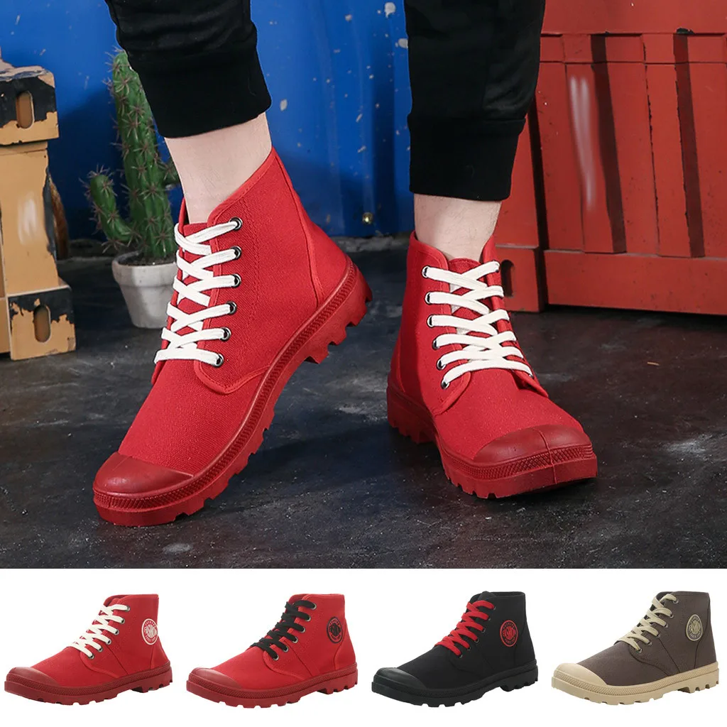 

SAGACE Mixed Colors Couple casual shoes men Canvas High Shoes Breathable Wild Casual Shoes Non-Slip Hiking Shoes for male Sewing