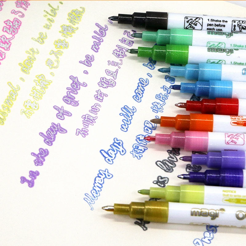 

Double Line Pen 8 /12 Pcs/Set Outline Paint Marker Pens Scrapbooking Diy Album Metallic Markers Glitter for Drawing Doodling