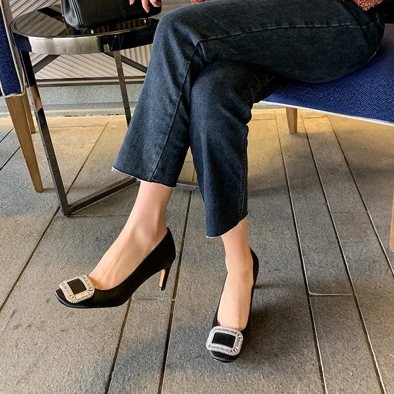 

FEDONAS Elegant Crystal Shoes For Women Top Quality High Heels Pumps For Women 2021 Spring Newest Wedding Newest Shoes Woman