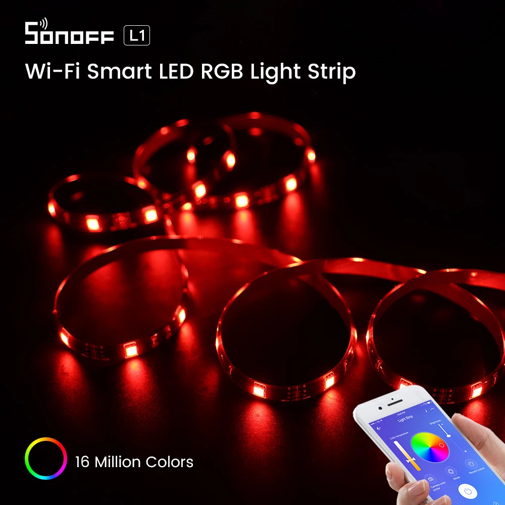 Itead SONOFF L1 Wifi RGB светодиодный светильник полоса 5050 умная Frexible разрезаемая