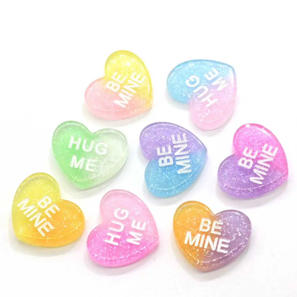 

Gradient Cute Resin Mini Two Color Heart Hug Me Be Mina Flat Back Cabochon Scrapbooking Kawaii DIY Embellishments Accessories