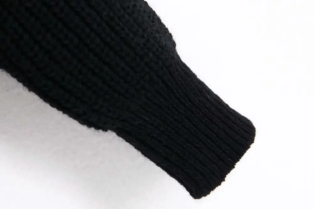 CFK женские зимние свитера с круглым вырезом Рюшами Длинный рукав бисером вязаные