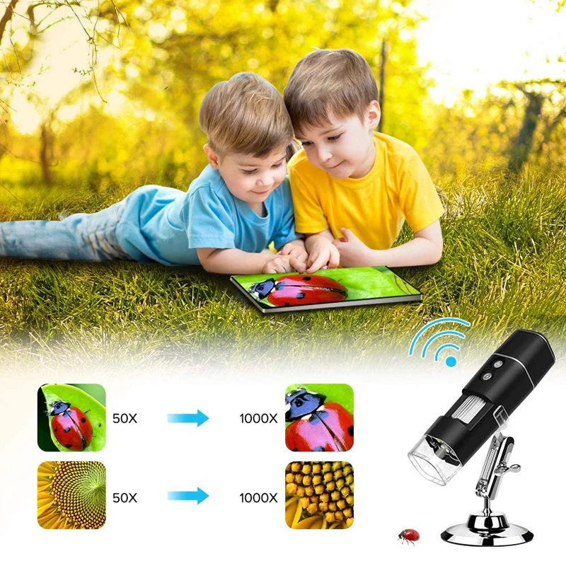 1000X цифровой микроскоп HD 1080P LED USB WiFi эндоскоп фотокамера для смартфона печатная