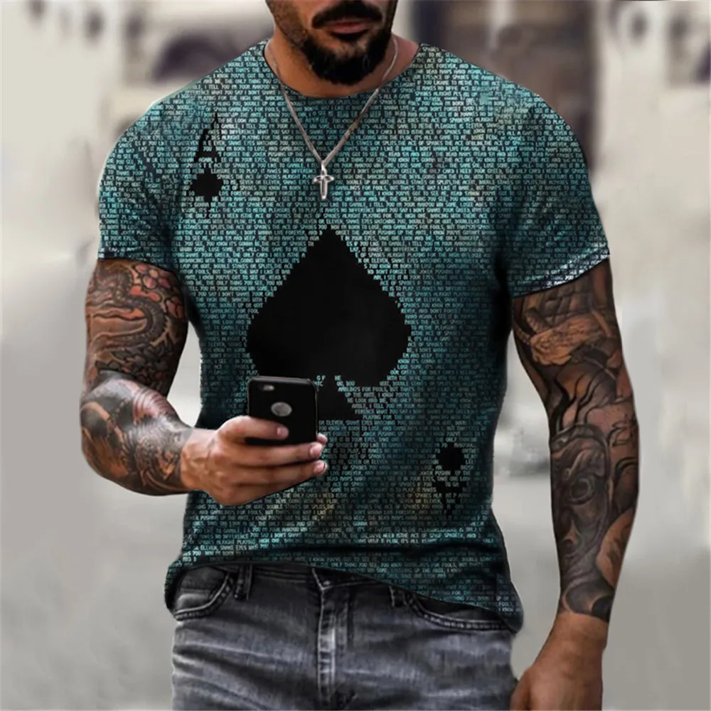 

Poker Letter Graphic T Shirt For Men Tee Camisetas Tops Ropa Hombre Streetwear Clothing Camisa Masculina Koszulki Chemise Homme