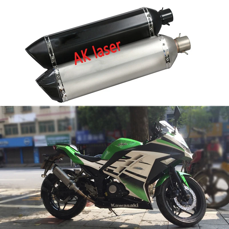

51MM Universal Motorcycle Exhaust Muffler Pipe Moto Pit Bike Escape With Brand laser Silencer For Suzuki Benelli trk 502 gsr 600