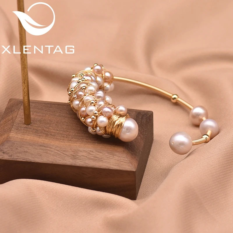 XlentAg оригинальный открытый браслет ручной работы из натурального пресноводного