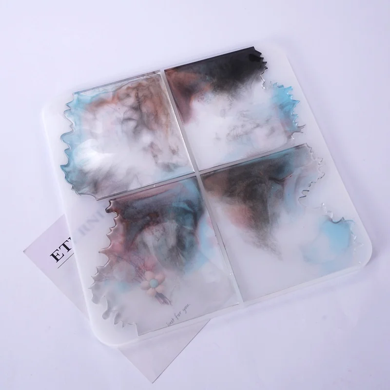 Irregularity Table Coaster Rectangle Wave Splicing Resin Epoxy Silicone Molds |