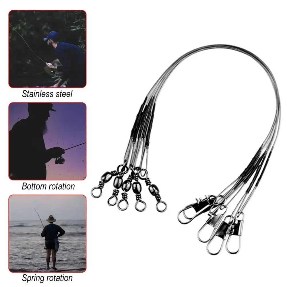 

5pcs 16/23 cm Anti Bite Steel Fishing Line Steel Wire Leader With Swivel Fishing Accessory Lead Core Leash Fishing Leader Wire