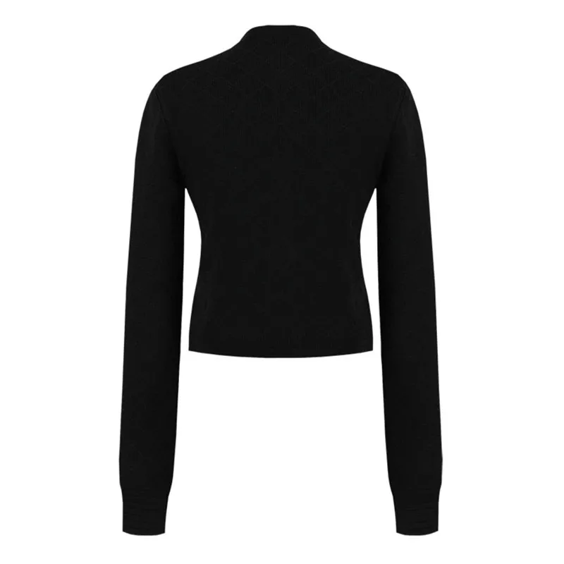 Autumn Winter Metal Buttons Cardigan Women 2020 Elegant O-neck Long Sleeve Casual White/Black Knitted Sweater |