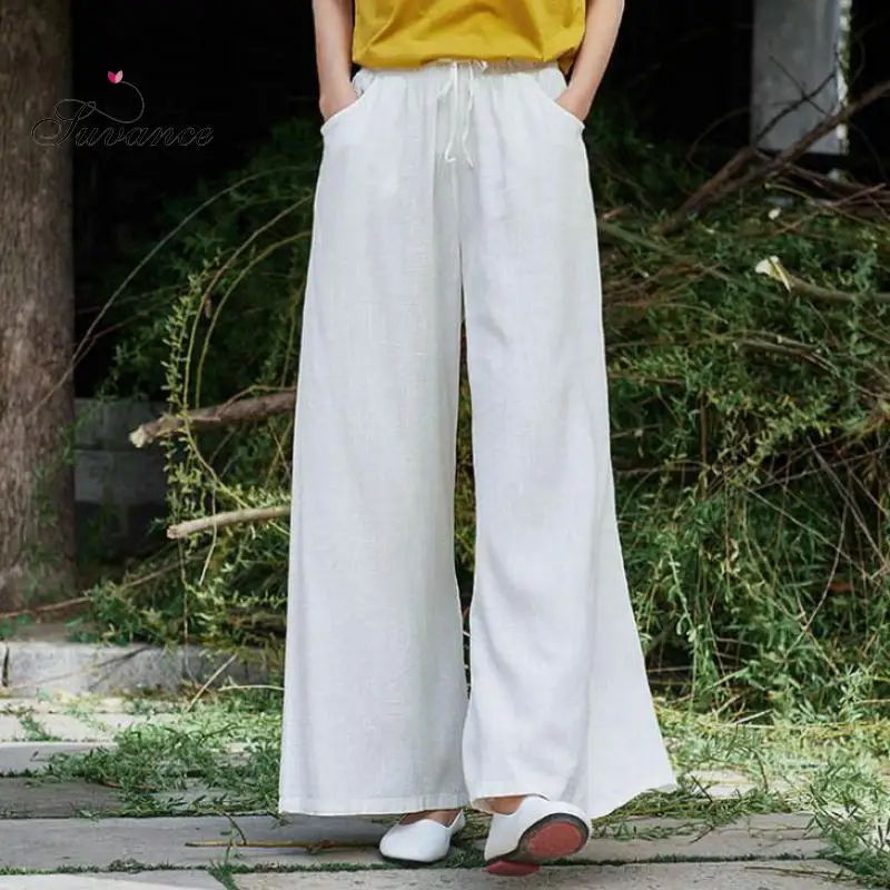 Женские широкие брюки Suvance винтажные однотонные повседневные длинные 3 цветов