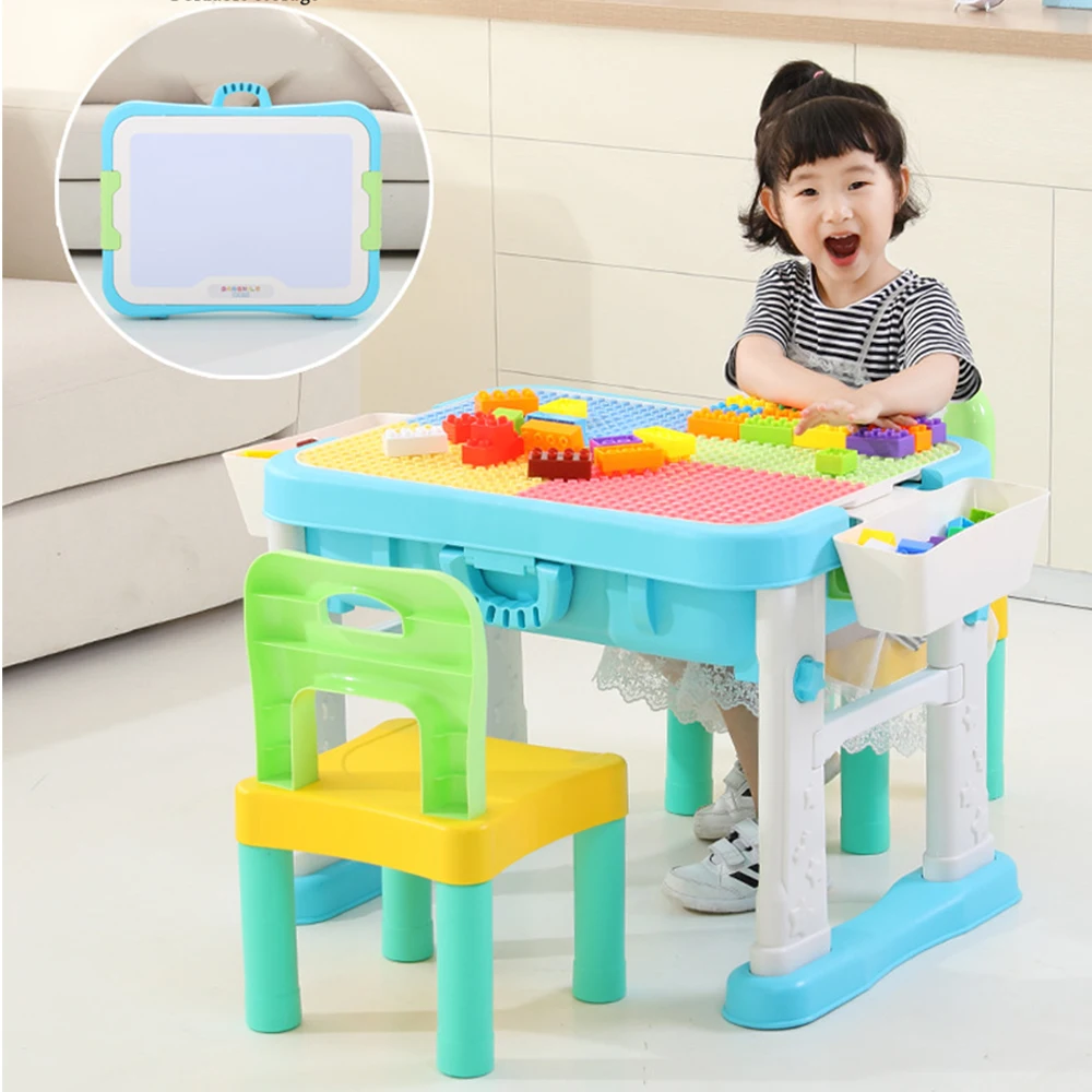 2020 NEW Creative building blocks table multi-purpose folding Storage toys study desk with chair 3-8-year-old for | Игрушки и хобби