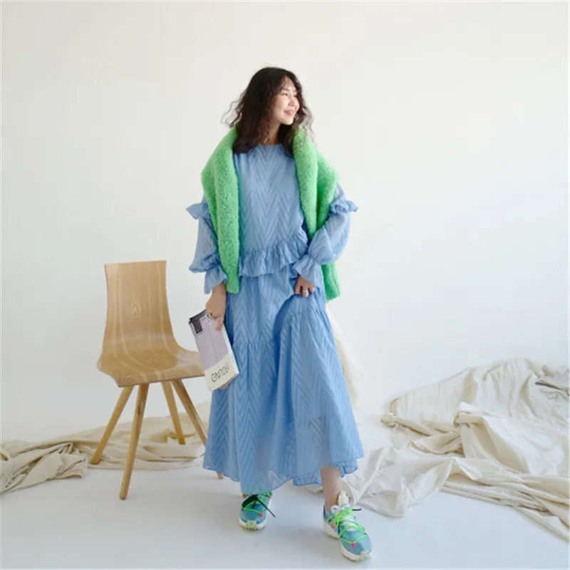 Женское платье RUGOD Повседневное в Корейском стиле длинное с длинными рукавами