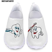 instantarts cute cartoon tooth pattern women slip on sneakers dentist mesh ladies shoes light casual summer beach water loafers