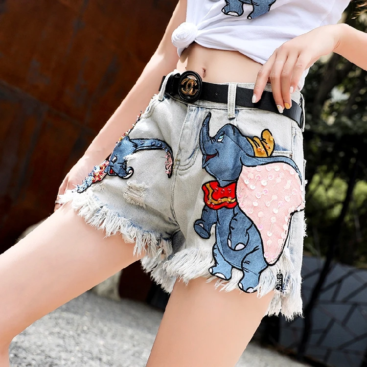 Женские джинсовые шорты универсальные свободные с широкими штанинами