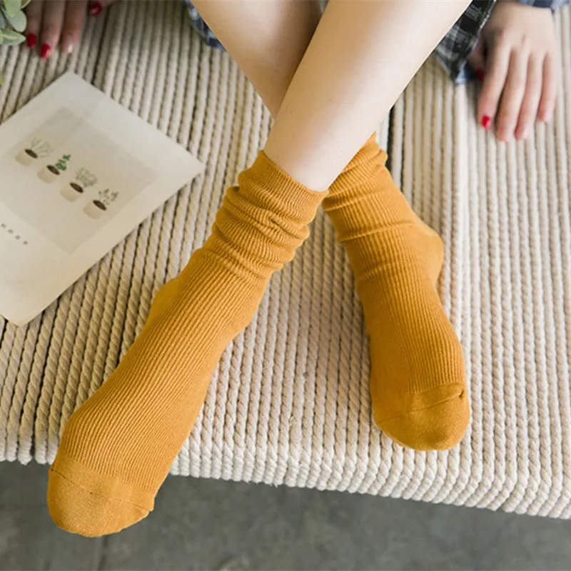 Классические новые свободные носки женские хлопковые вязаные однотонные 200 иглы