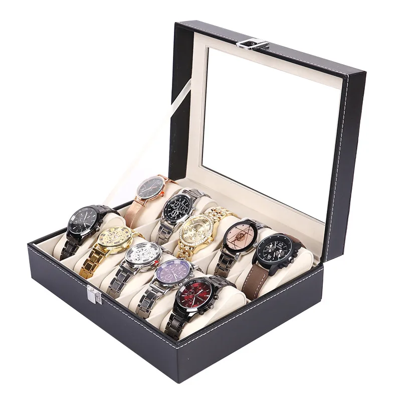 

High-grade Leather Watch Box Drawer Storage Box Household Jewelry Storage with Lock Delicate Store Dustproof Makeup Organizer