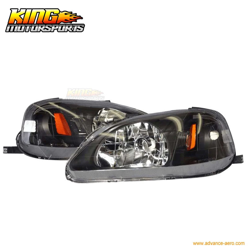 Черный корпус фары лампы W/янтарный угловой отражатель подходит для 1999-2000 Honda Civic