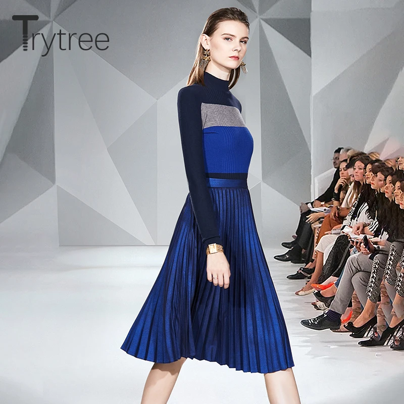 Trytree осенне-зимний комплект из двух предметов Повседневная водолазка вязаный