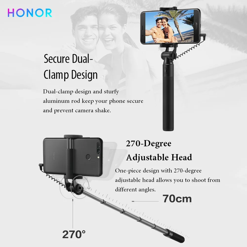 Штатив для телефона HONOR Selfie Stick штатив смартфона с Двойным Зажимом раздвижной