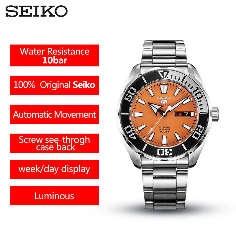 Оригинальные Seiko 5 Sprots мужские часы 10 бар водонепроницаемые Дайвинг Swming автоматические механические наручные часы глобальная гарантия
