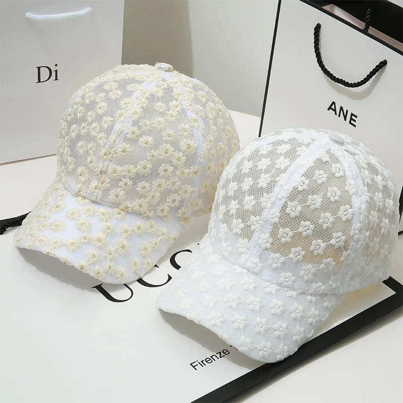 

Бейсболка женская, летняя, с кружевными цветами, Козырьки Шляпы дышащая, сетчатая, солнцезащитные кепки