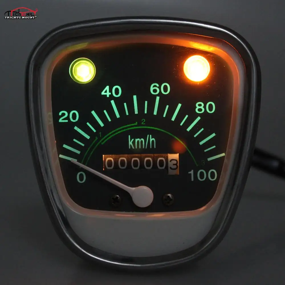 Ретро 100 км/ч Спидометр Одометр ж/индикатор светильник для Honda паспорт C50 C70 C90 C70K1 -D3
