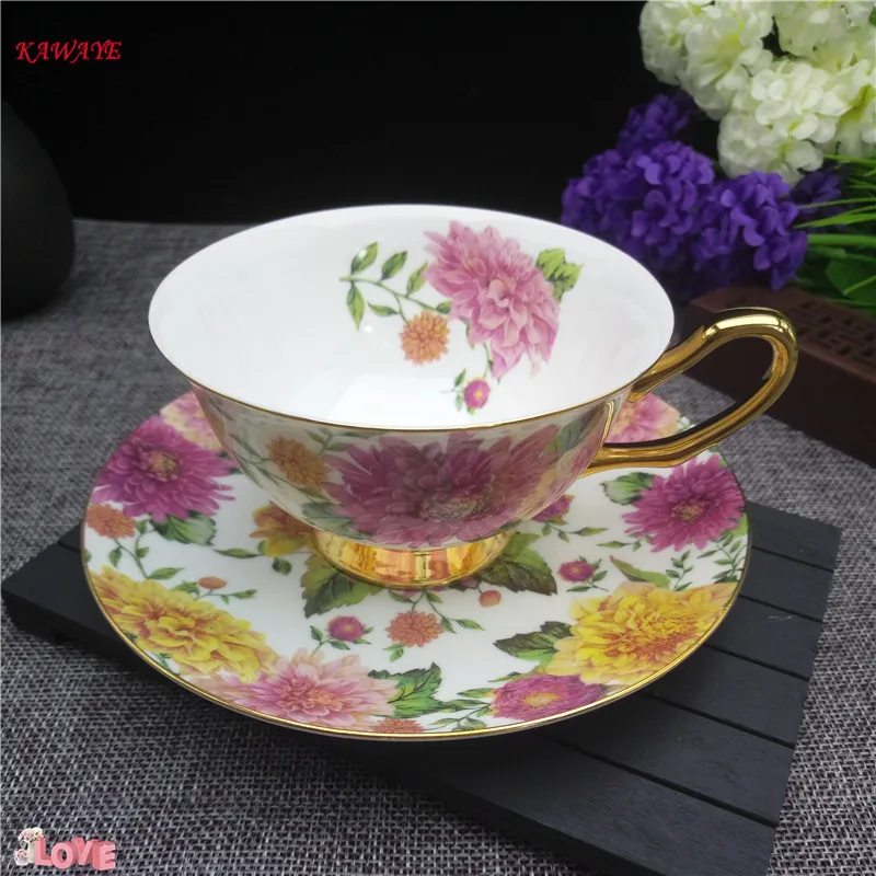 

1pcs Europe Noble Bone China Coffee Cup Saucer Spoon Set Luxury Ceramic Top-grade Coffee Party Drinkware Tea Cup Set 5Z