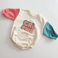 2022 autumn new baby girl bodysuit cotton fashion cartoon letter print newborn long sleeve clothes cute infant toddler jumpsuit