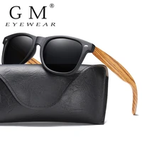 gm polarized square sunglasses men women zebra wooden frame mirror flat lens driving uv400 eyewear 7065